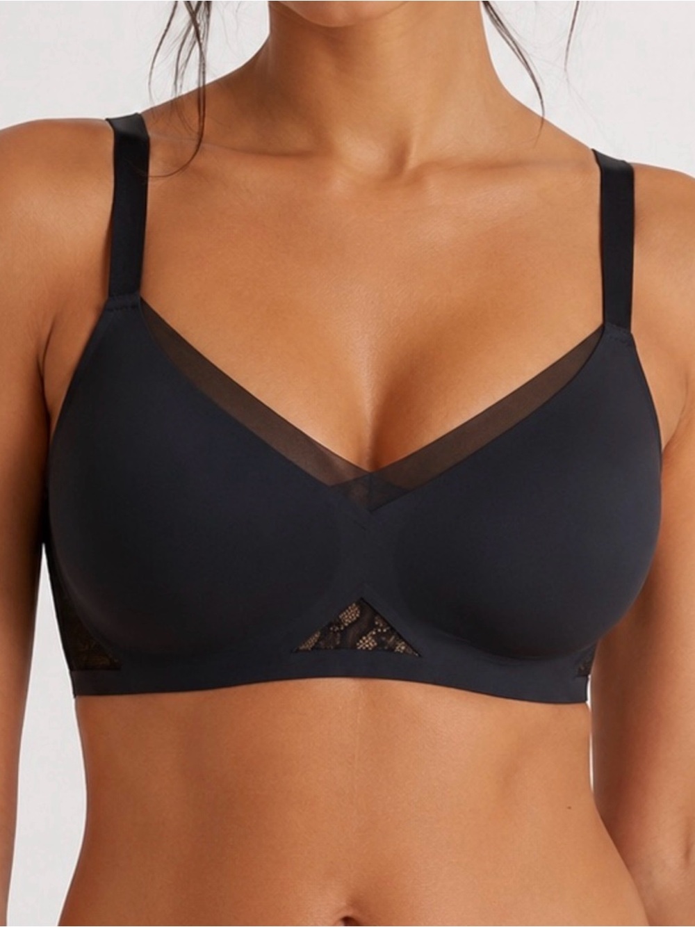 Honeylove ⭐️NWOT⭐️ Crossover Seamless Wireless Bra - Black Lace Size XL